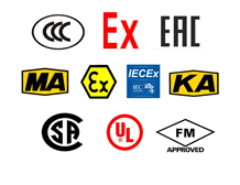 The meaning of U and X is indicated after the explosion-proof certificate number